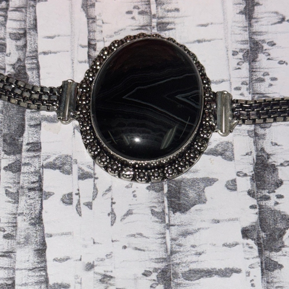 Botswana Agate Silver Bracelet - image 2